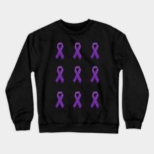 Purple Faux Glitter Awareness Ribbon Pack Crewneck Sweatshirt